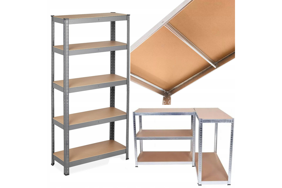 Metalowy regał magazynowy garażu piwnicy 180x90x40 z półkami do 5P/175kg 875kg