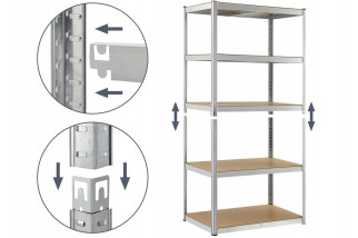 Metalowy regał magazynowy garażu piwnicy 180x90x40 z półkami do 5P/175kg 875kg