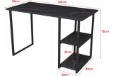 Metalowe biurko komputerowe loftowe z półkami 120cm x 60cm solidne marmur