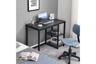 Metalowe biurko komputerowe loftowe z półkami 120cm x 60cm solidne marmur