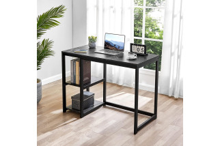 Metalowe biurko komputerowe loftowe z półkami 120cm x 60cm solidne marmur