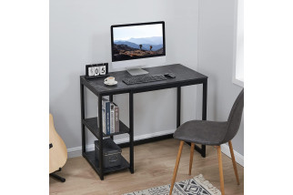Metalowe biurko komputerowe loftowe z półkami 120cm x 60cm solidne marmur